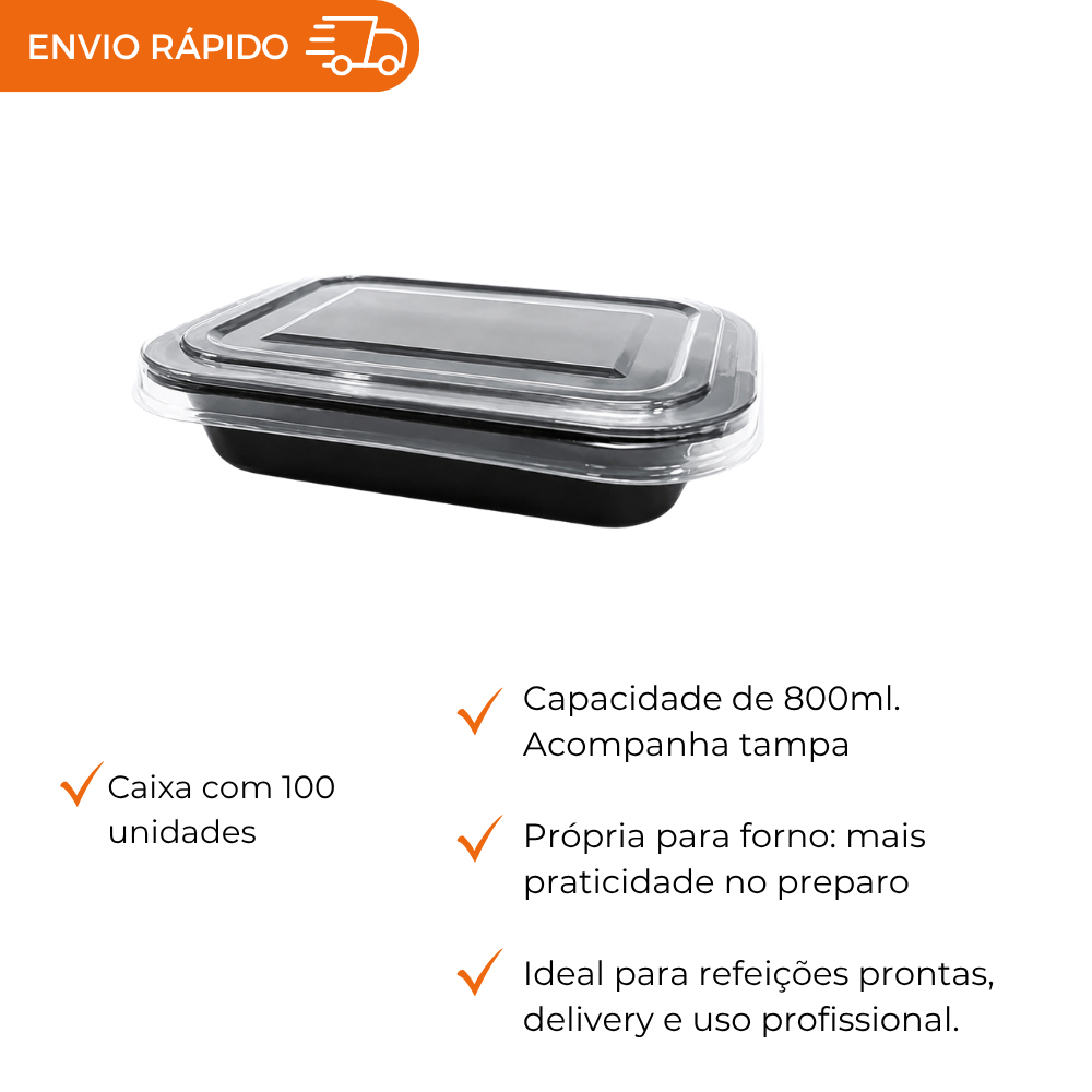 EMBALAGEM CPET FORNO C/TAMPA  PT - G 240 - CX C/100