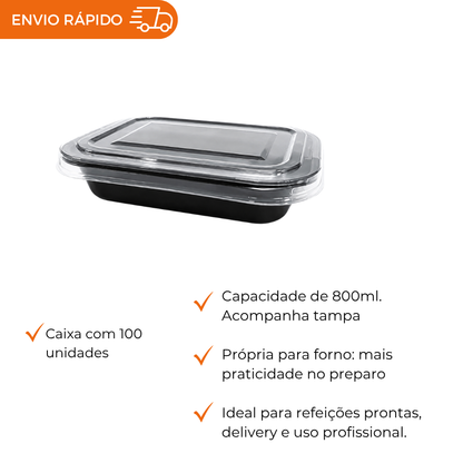 EMBALAGEM CPET FORNO C/TAMPA  PT - G 240 - CX C/100
