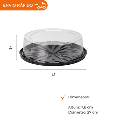 EMBALAGEM PET TORTA PQ PT - G 50CTB - CX C/50