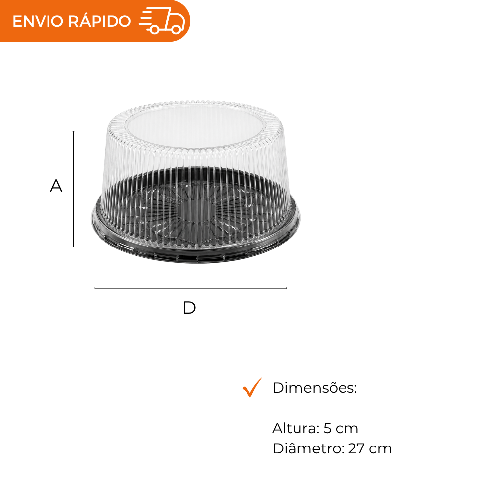 EMBALAGEM PET TORTA MEDIA PT - DC 56B - CX C/50
