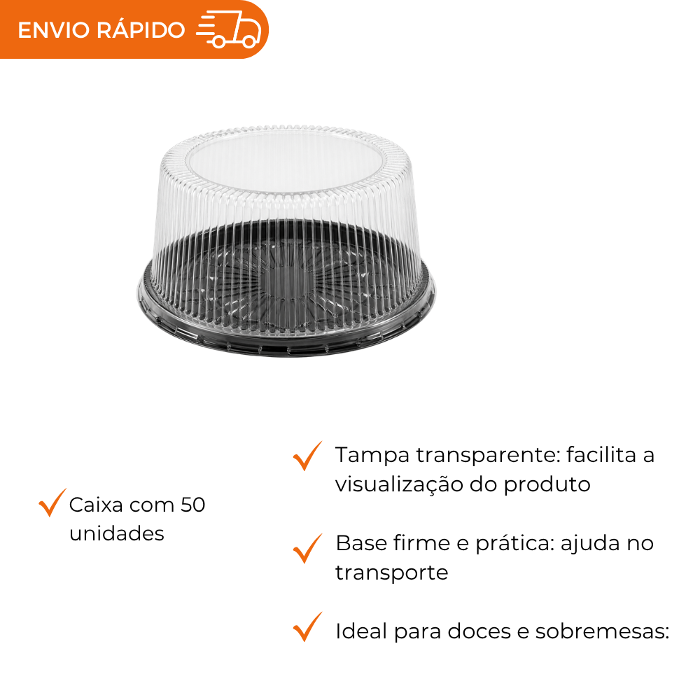 EMBALAGEM PET TORTA MEDIA PT - DC 56B - CX C/50