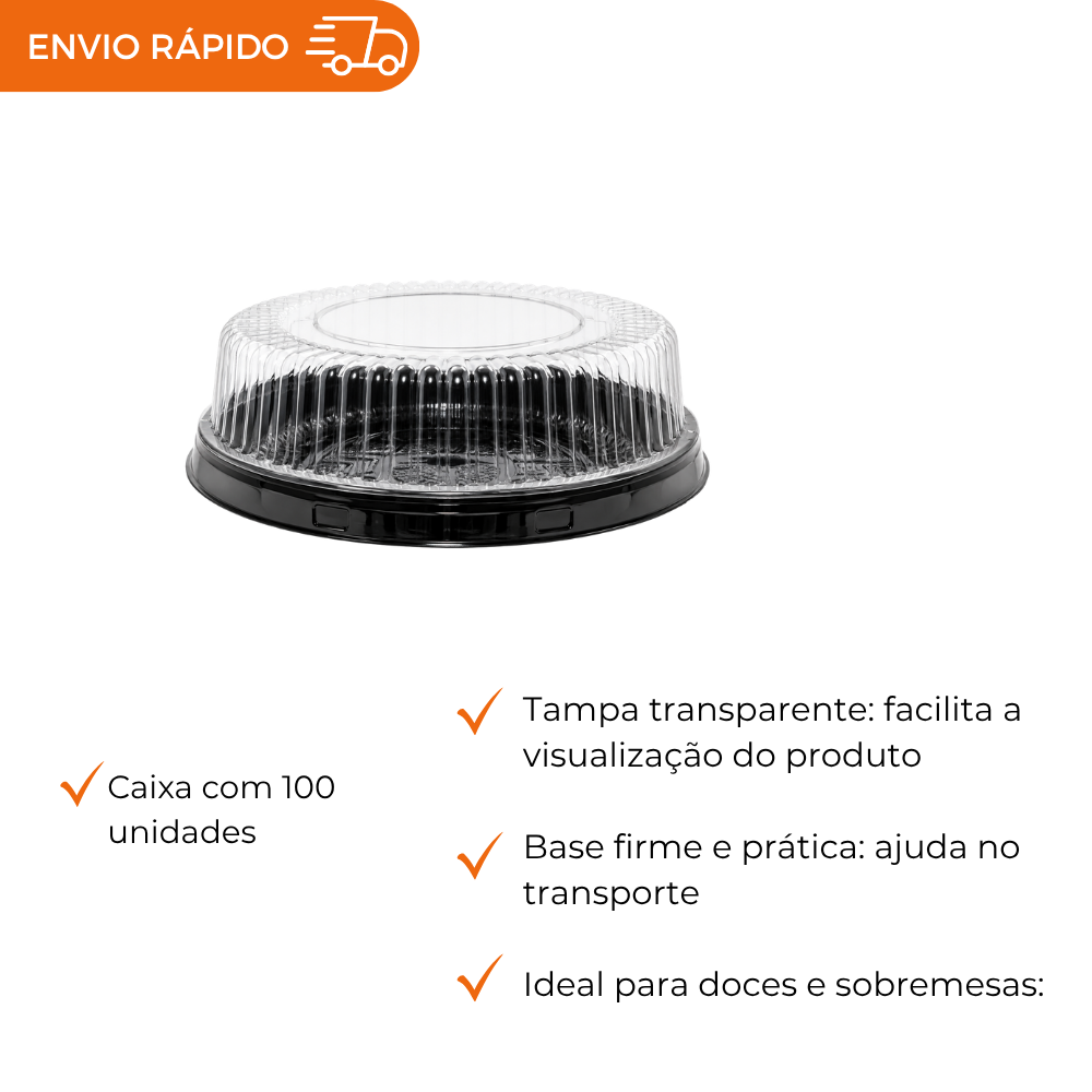 EMBALAGEM PET TORTA MINI PT - P 35B - CX C/100