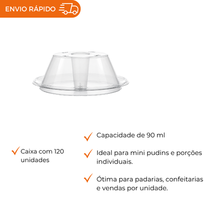 FORMA PUDIM C/TAMPA   90ML - PW61 TWH - CX C/12X10