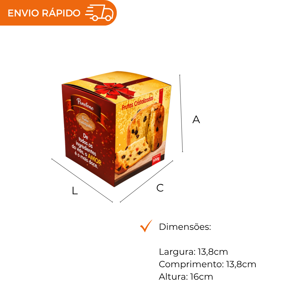 CAIXA P/ PANETONE FRUTAS CRISTALIZADAS - PC C/25