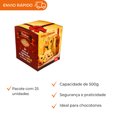 CAIXA P/ PANETONE FRUTAS CRISTALIZADAS - PC C/25