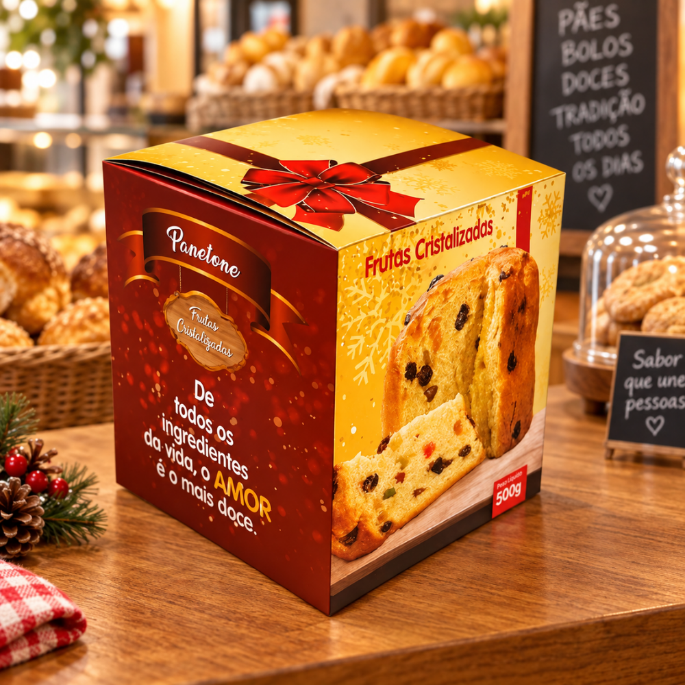 CAIXA P/ PANETONE FRUTAS CRISTALIZADAS - PC C/25