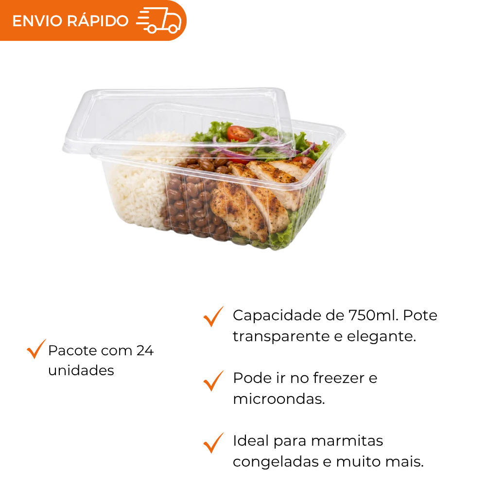 POTE 750ML C/TAMPA RET PP - KPR-750 - PC C/24