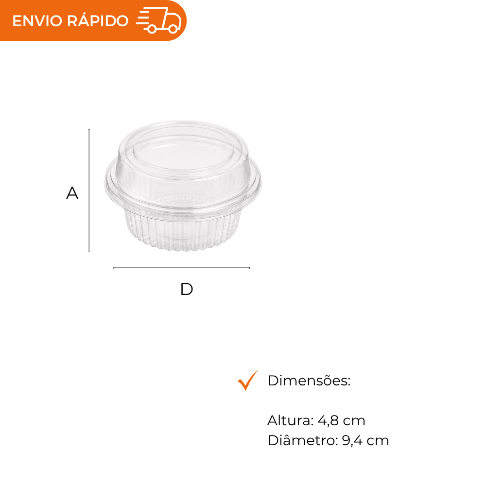 EMBALAGEM PET 1 DOCE REDONDO MINI D 645 - CX C/300