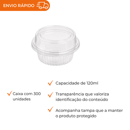 EMBALAGEM PET 1 DOCE REDONDO MINI D 645 - CX C/300