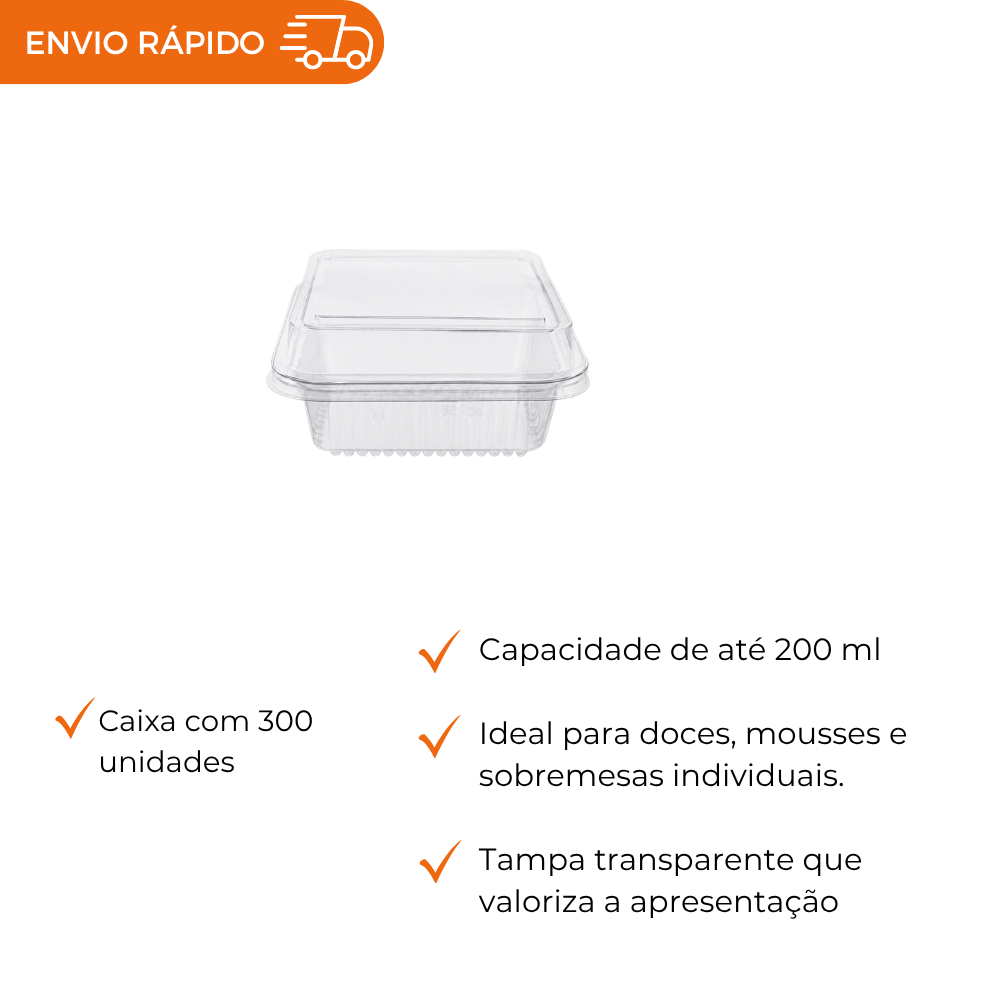EMBALAGEM PET 1 DOCE QUADRADO - D 650 - CX C/300