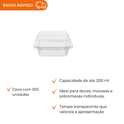 EMBALAGEM PET 1 DOCE QUADRADO - D 650 - CX C/300