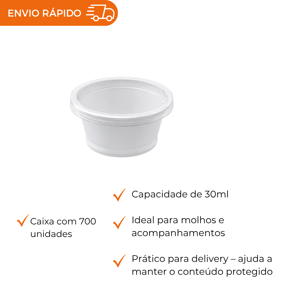 POTE 30ML C/TAMPA P/MOLHO BR PET - D 695 - CX C/700
