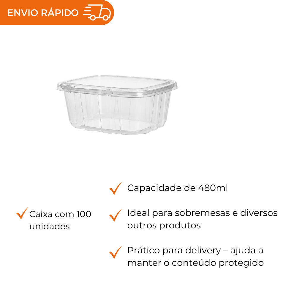 POTE 480ML COM LACRE RETANGULAR - F953 - CX C/100