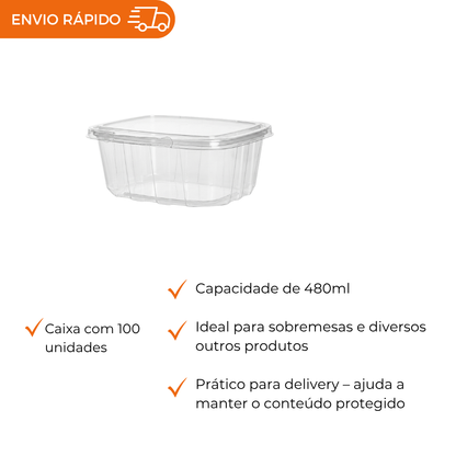POTE 480ML COM LACRE RETANGULAR - F953 - CX C/100