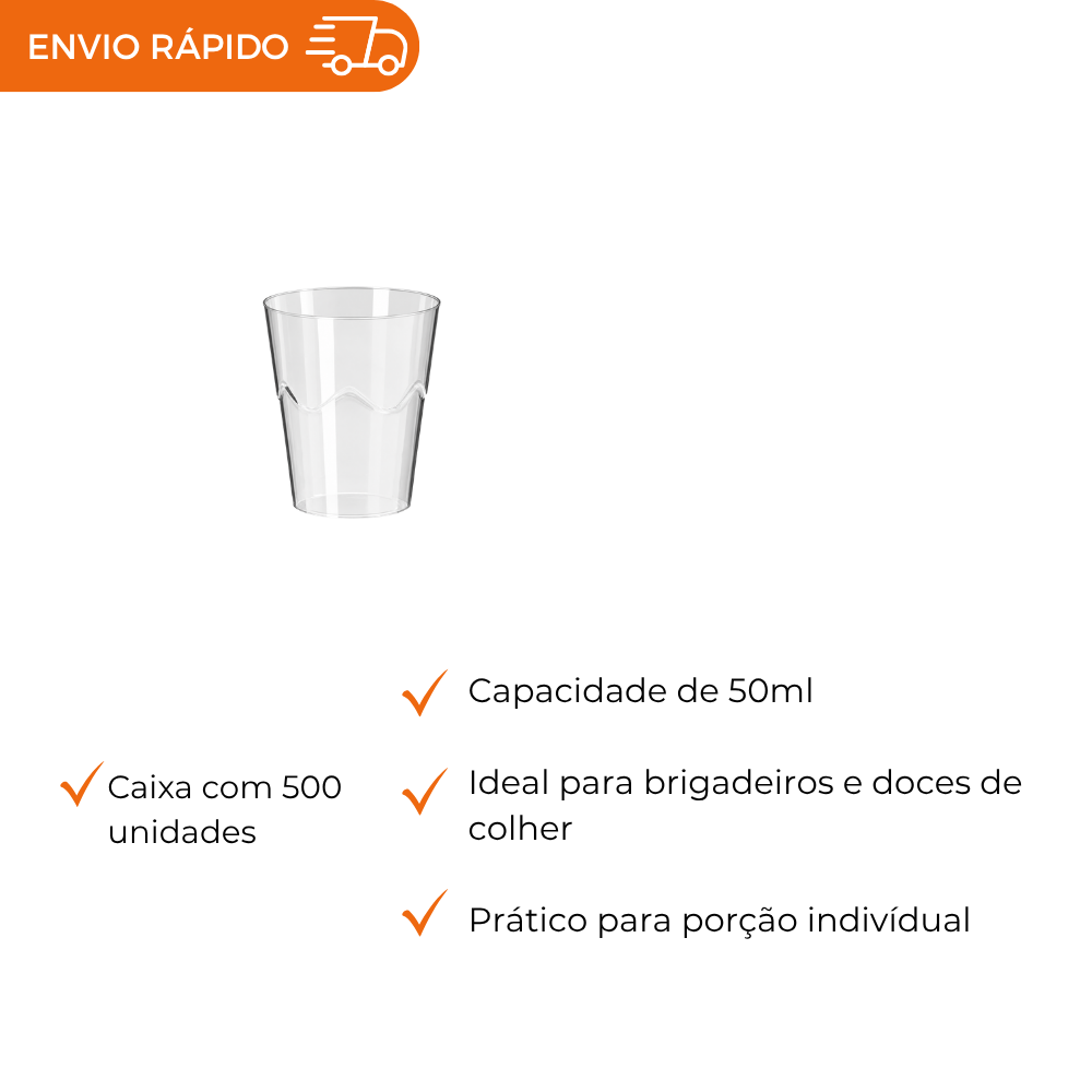 COPO 050 ML BRIGADEIRO CRISTAL - CPS-050 - CX C/50X10