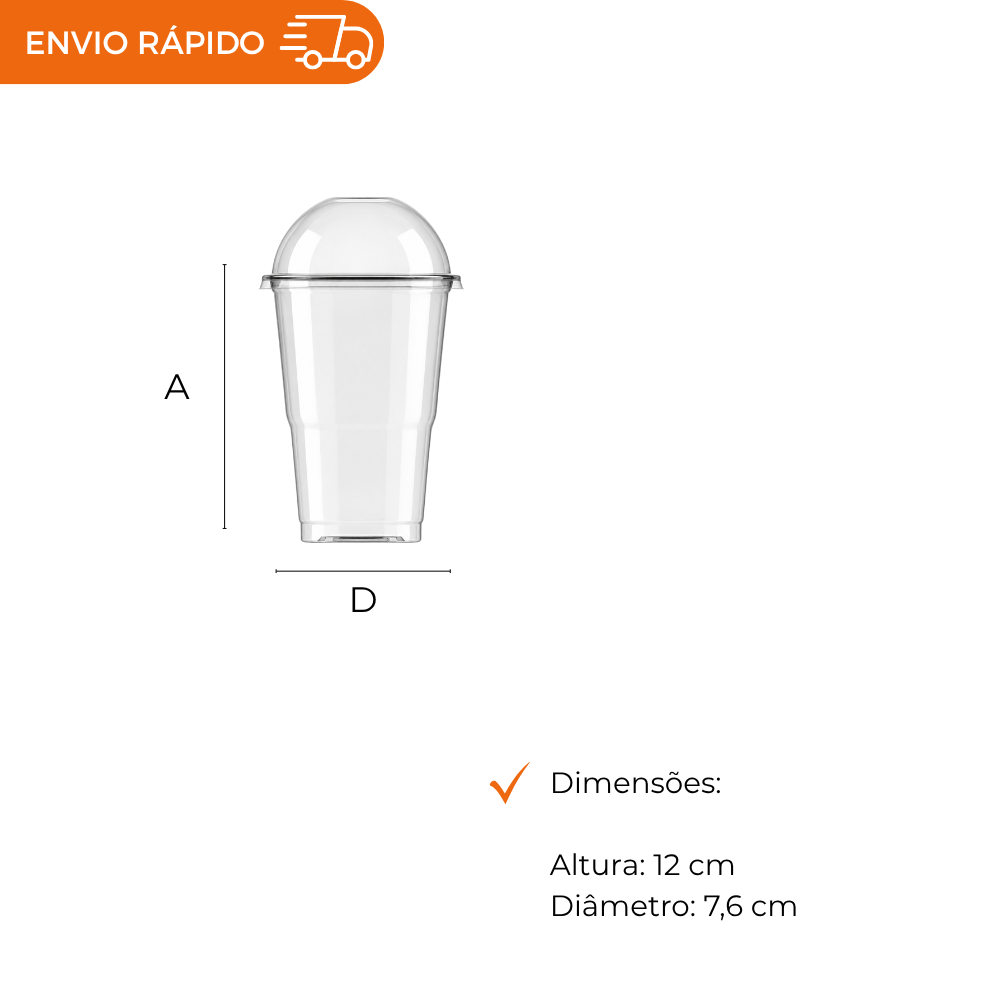 COPO 300 ML DESC. PP BIO CRISTAL C/TAMPA - PC C/20