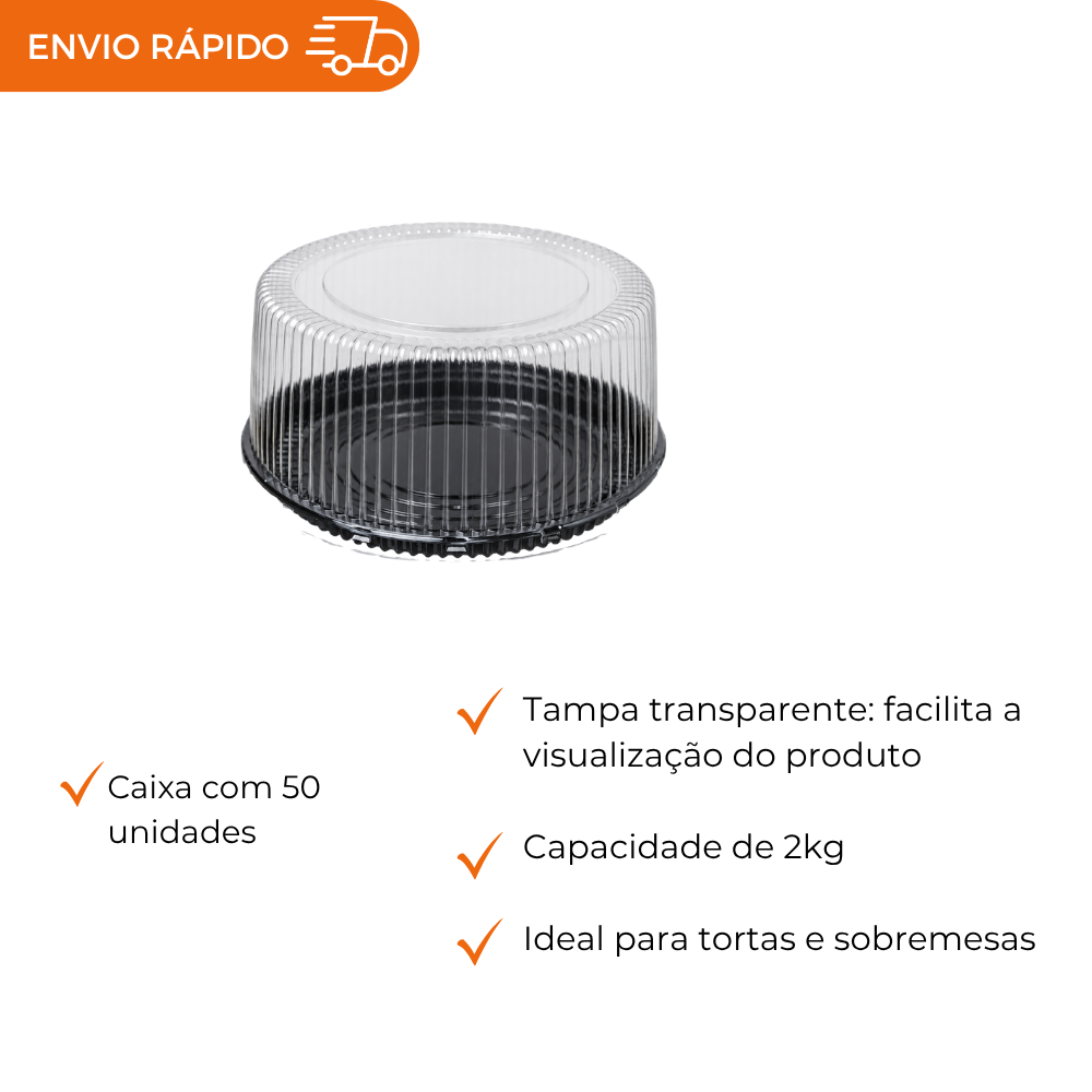EMBALAGEM PET TORTA MINI PT - D 56A - CX C/50