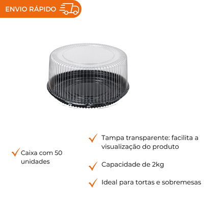 EMBALAGEM PET TORTA MINI PT - D 56A - CX C/50