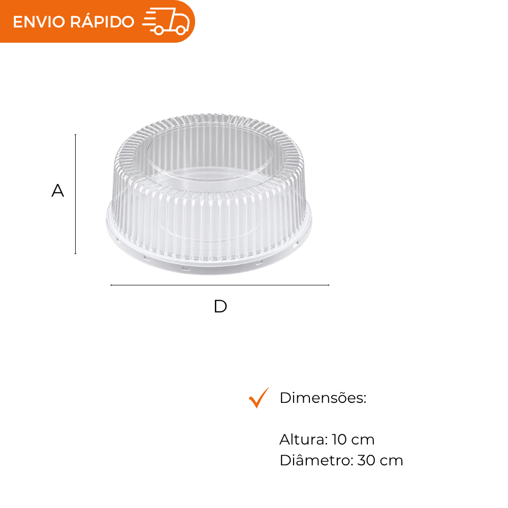 EMBALAGEM PET TORTA MEDIA BR - G 56MM SF - CX C/4X10