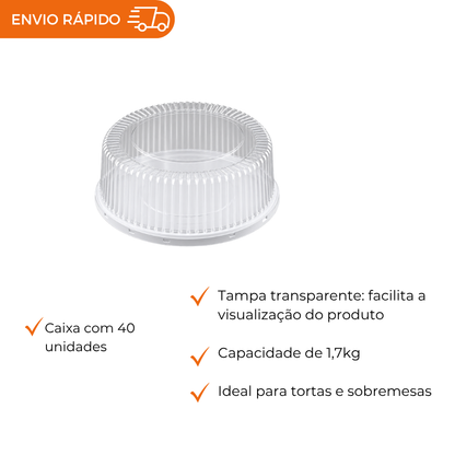 EMBALAGEM PET TORTA MEDIA BR - G 56MM SF - CX C/4X10