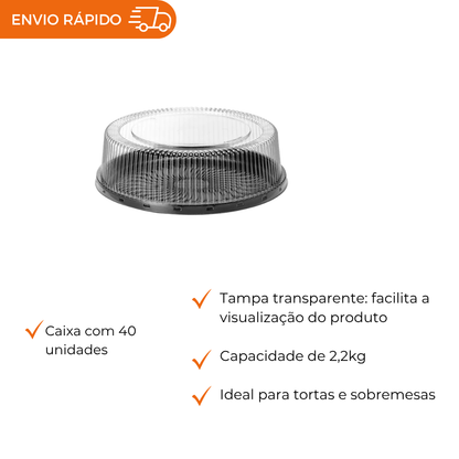 EMBALAGEM PET TORTA GRANDE PT - G 60MM - CX C/50