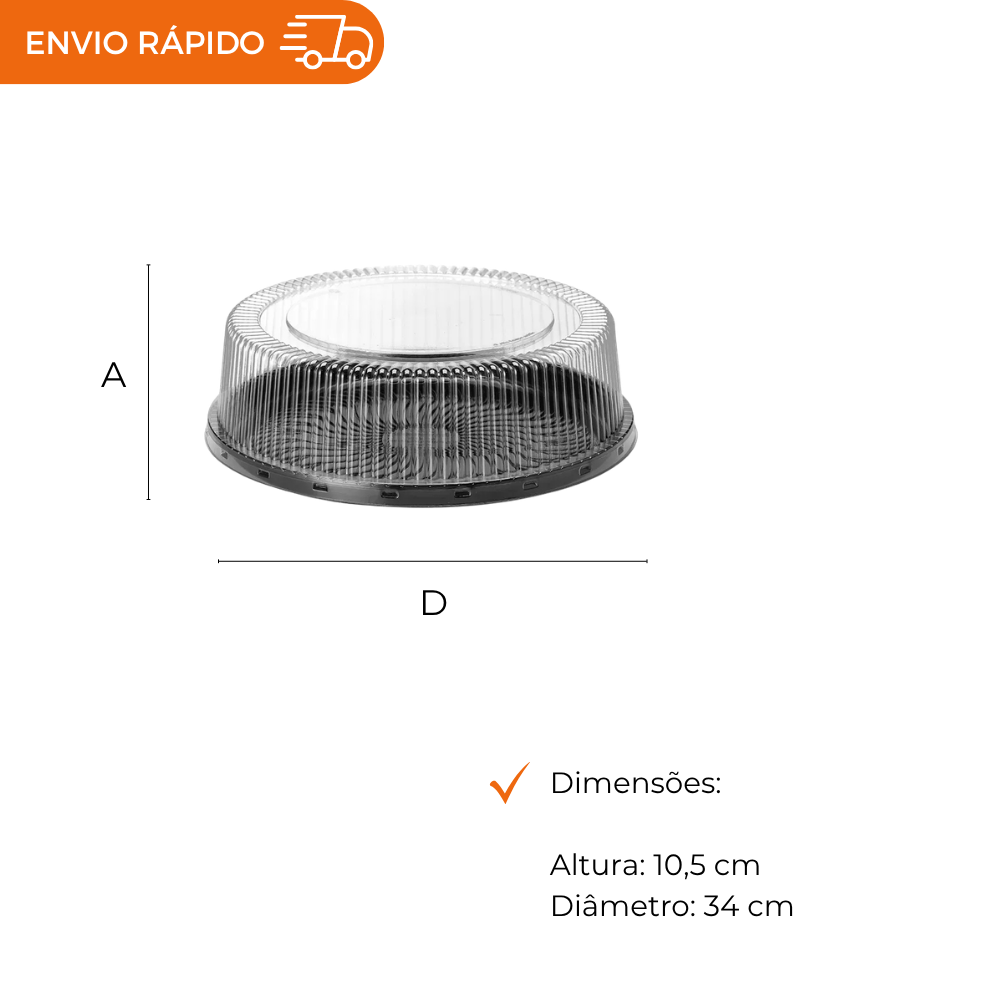 EMBALAGEM PET TORTA GRANDE PT - G 60MM - CX C/50