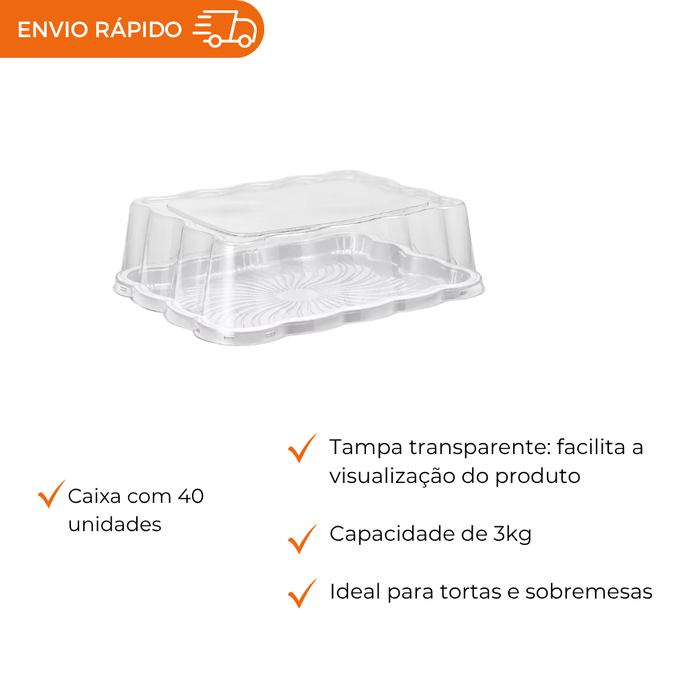 EMBALAGEM PET TORTA RET MEDIA  BR- G 70F - CX C/40