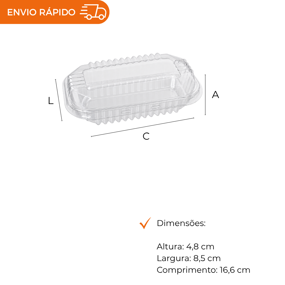 EMBALAGEM PET LEVA DOCE BAIXO - D 08 - CX C/100