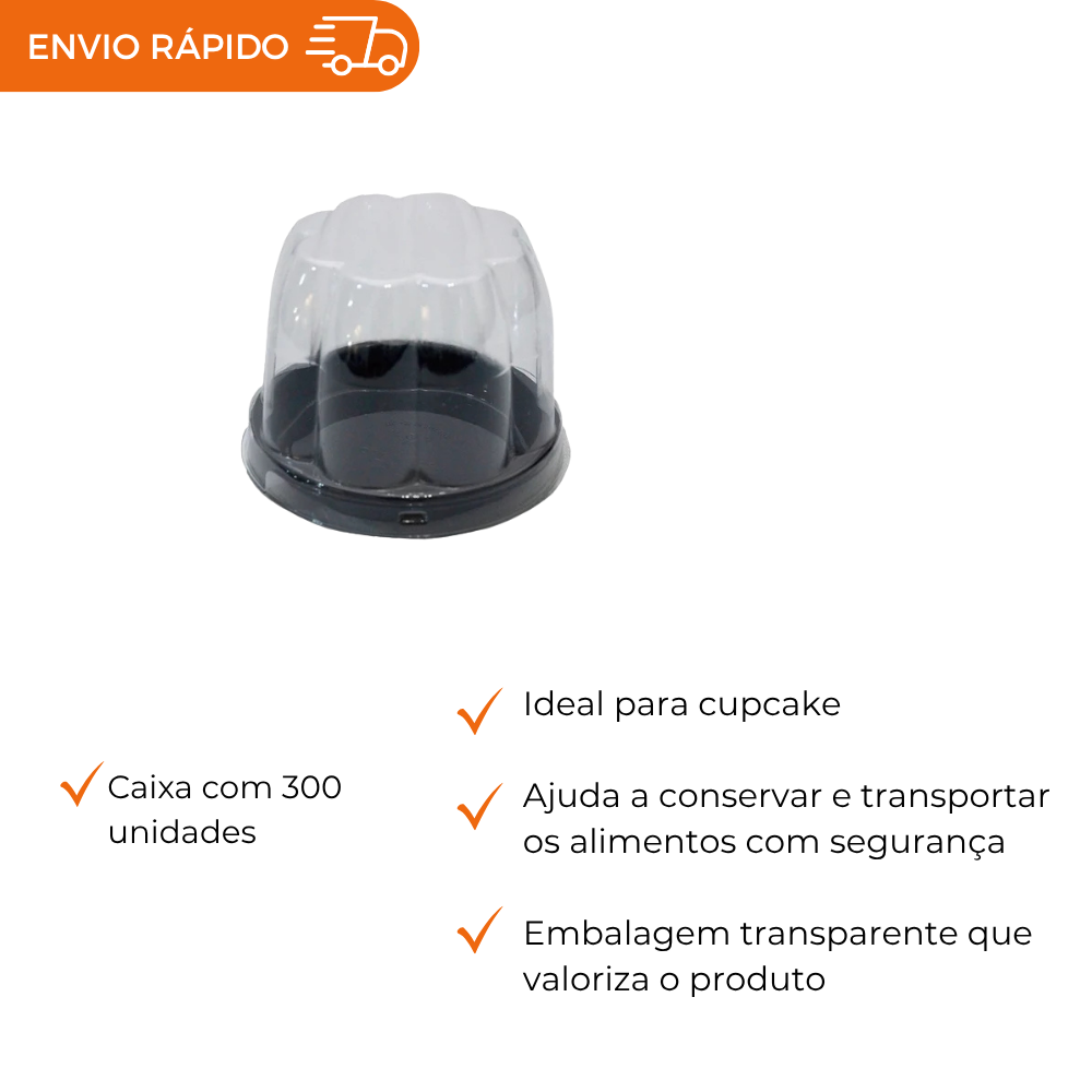 EMBALAGEM PET CUPCAKE BAIXO PT - G 690 - CX C/300