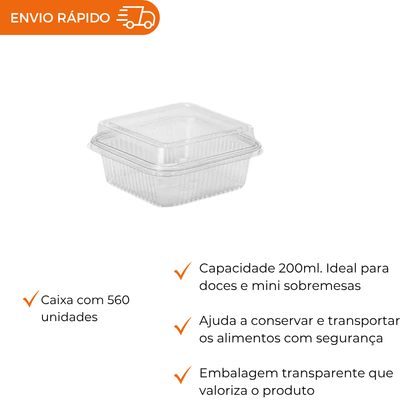EMBALAGEM PET 1 DOCE QUADRADO - G 650 SF - CX C/56X10