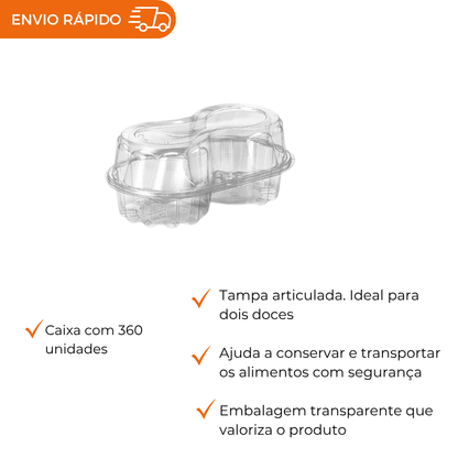 EMBALAGEM PET 2 DOCES ARTICULADO - G 14 - CX C/100