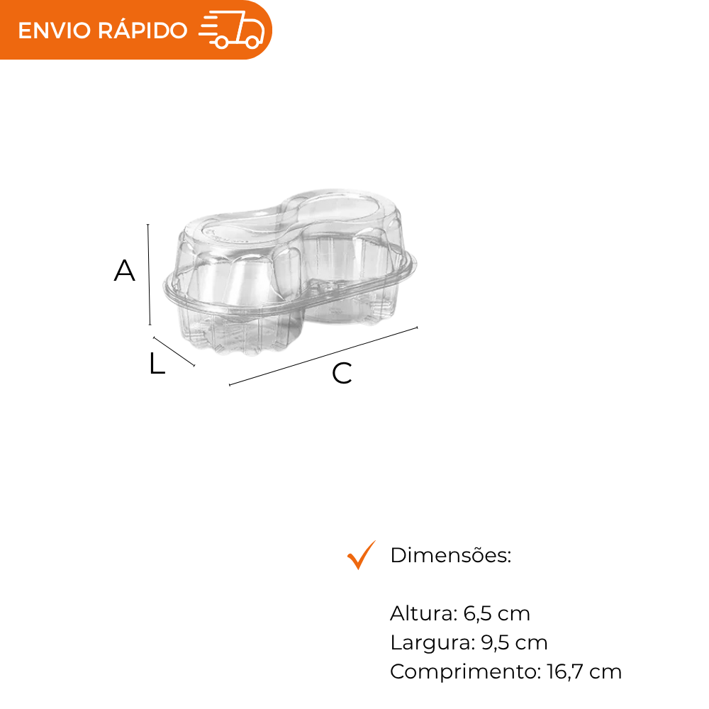 EMBALAGEM PET 2 DOCES ARTICULADO - G 14 - CX C/100
