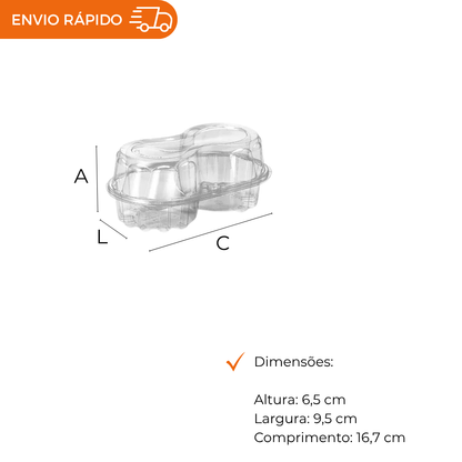 EMBALAGEM PET 2 DOCES ARTICULADO - G 14 - CX C/100