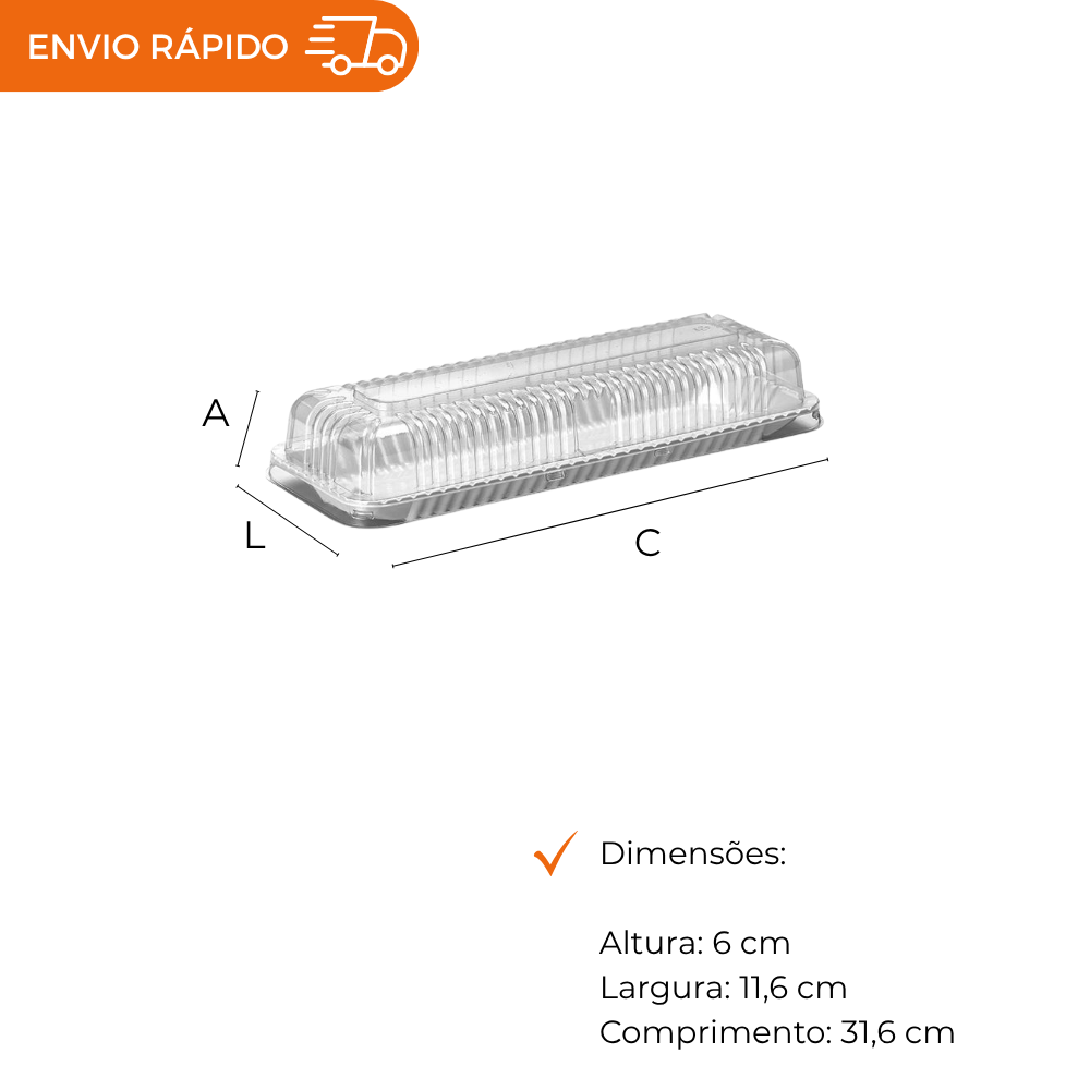 EMBALAGEM PET FATIA TORTA BR - G 63MM - CX C/100