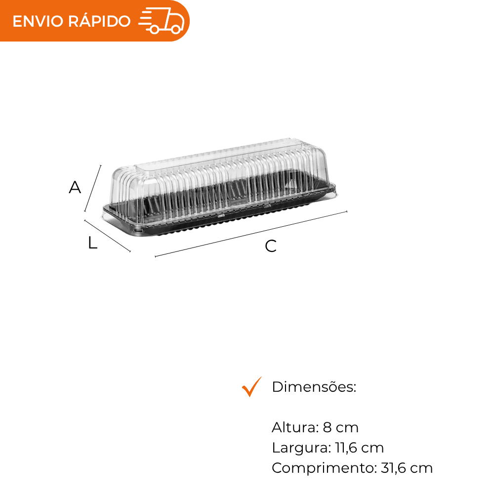 EMBALAGEM PET FATIA TORTA PT - G 63MA - CX C/100