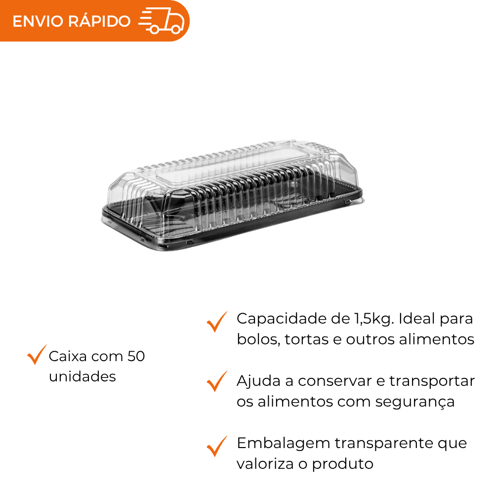 EMBALAGEM PET TORTA RET PQ PT - G 65MB - CX C/50