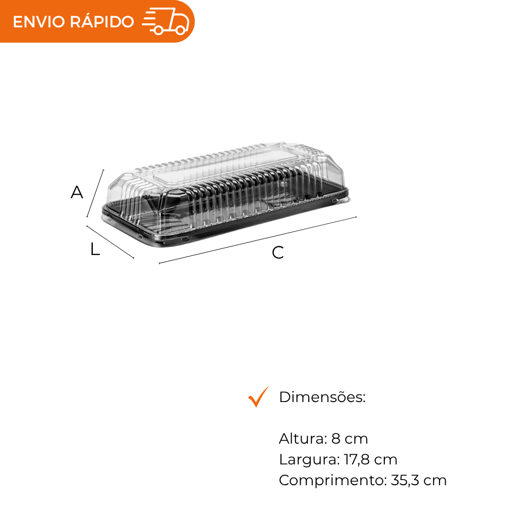EMBALAGEM PET TORTA RET PQ PT - G 65MB - CX C/50