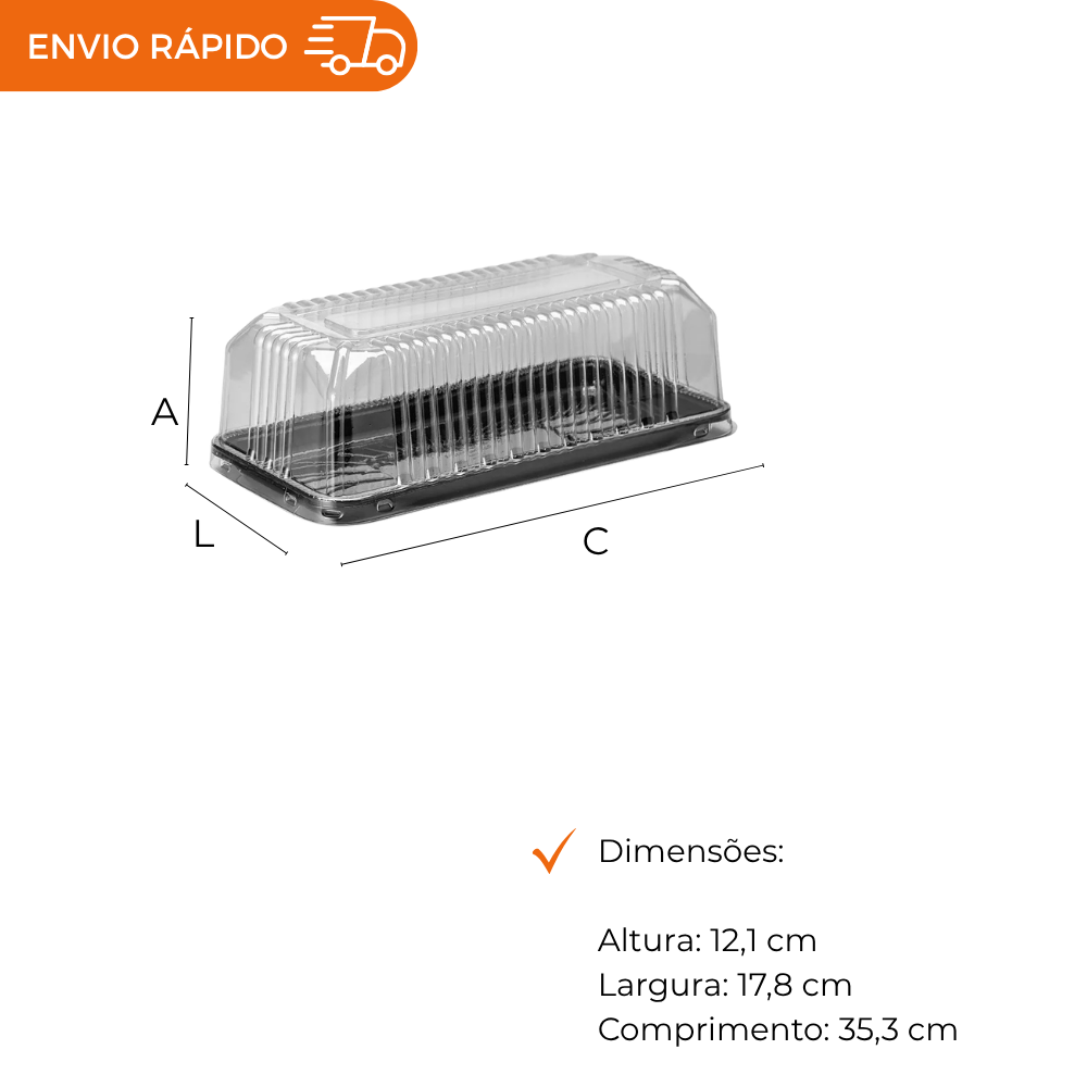 EMBALAGEM PET TORTA RET PQ PT - G 65MM - CX C/50