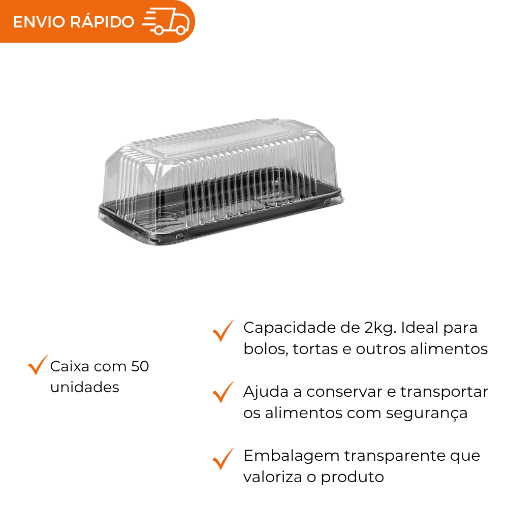 EMBALAGEM PET TORTA RET PQ PT - G 65MM - CX C/50