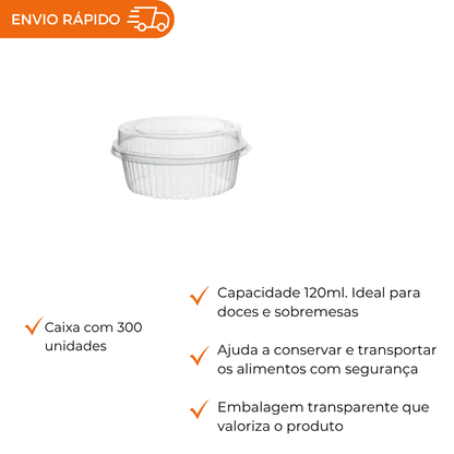 EMBALAGEM PET 1 DOCE REDONDO MINI G 645 - CX C/300