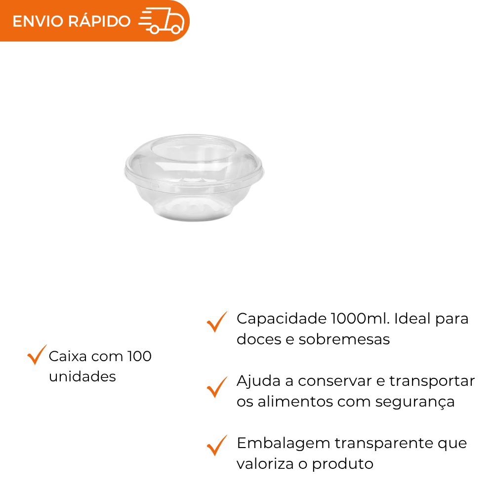 EMBALAGEM PET DOCE REDONDO 1000ML- G 682 - CX C/100