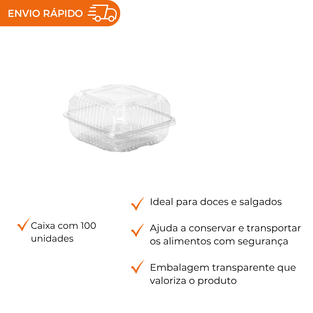 EMBALAGEM PET DOCE QUADRADO - GA 13 - CX C/100