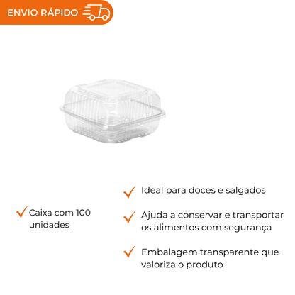 EMBALAGEM PET DOCE QUADRADO - GA 13 - CX C/100