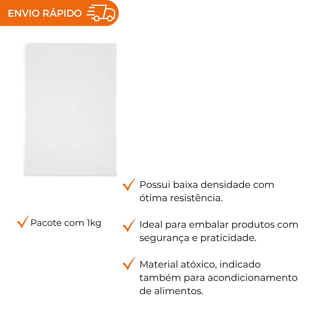 SACO PLASTICO BD CRISTAL 50X80X0,06 - PC C/1KG