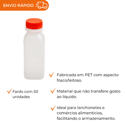 GARRAFA PLAST P/SUCO QUAD C/TAMPA 1000ML - FD C/50