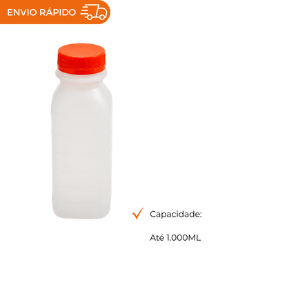 GARRAFA PLAST P/SUCO QUAD C/TAMPA 1000ML - FD C/50