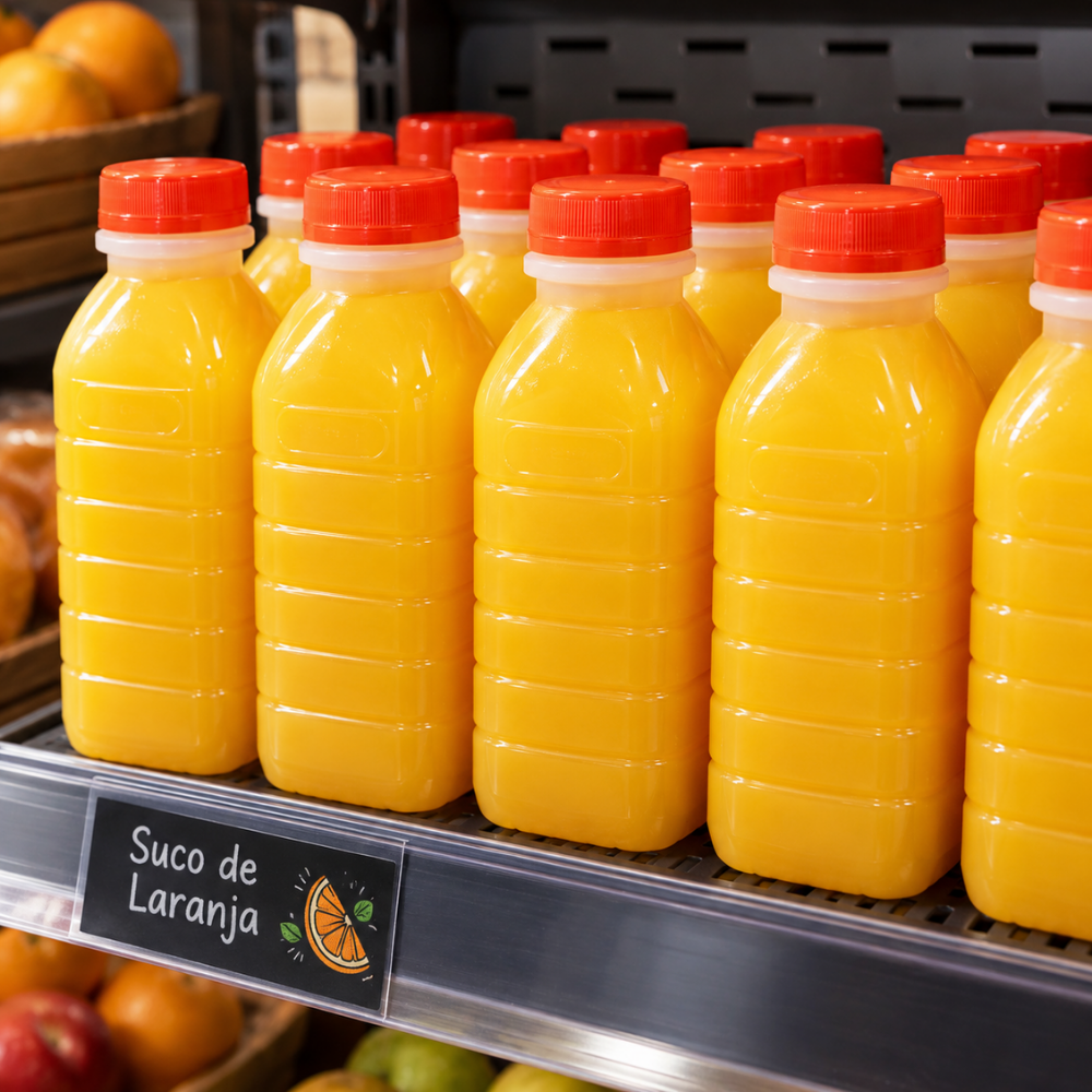 GARRAFA PLAST P/SUCO QUAD C/TAMPA 1000ML - FD C/50