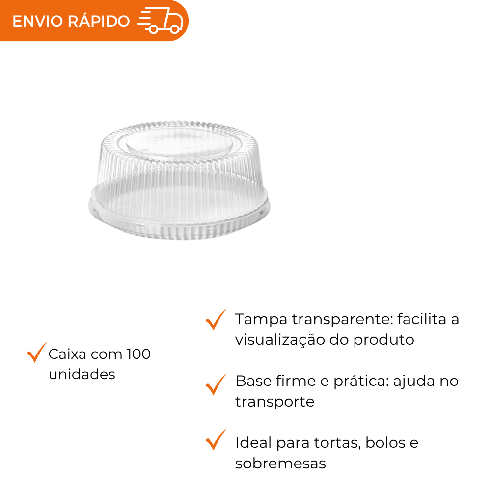 EMBALAGEM PET MINI TORTA BRANCA 32MM - CAIXA COM 100 UNID