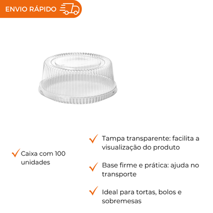 EMBALAGEM PET MINI TORTA BRANCA 32MM - CAIXA COM 100 UNID