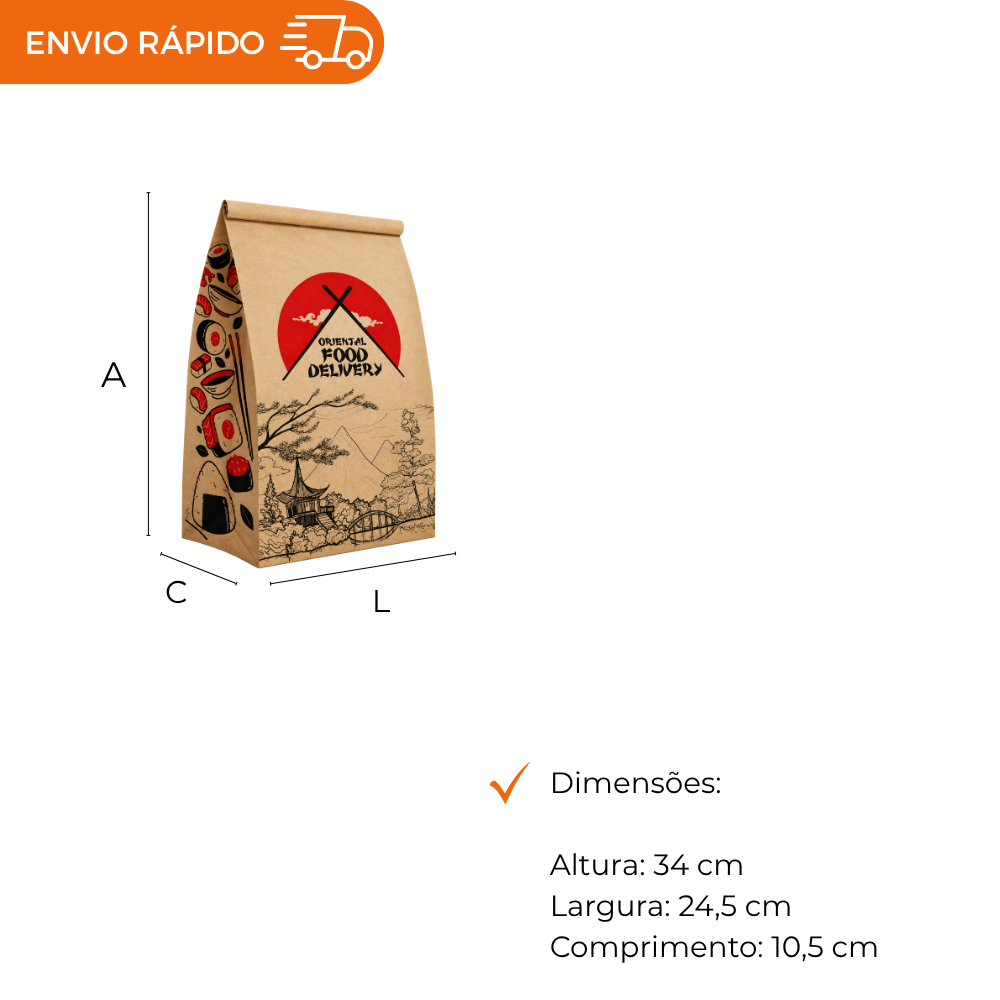 SACO PAPEL 15KG KRAFT S.O.S IMPRESSO- GG - CX C/100